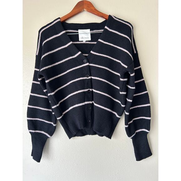 Ella Moss Black and Pink Striped Cardigan Size Small - Picture 5 of 10